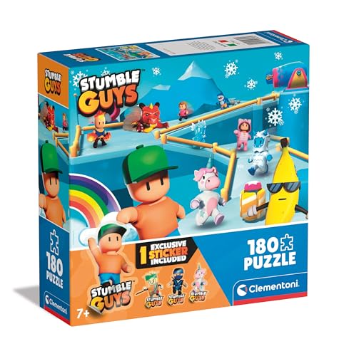 Clementoni Guys-180 Niños 7 Años, Puzzle Personajes Videojuego, Gaming, Made In Italy, 29323, Color 180 Piezas Stumble Guys