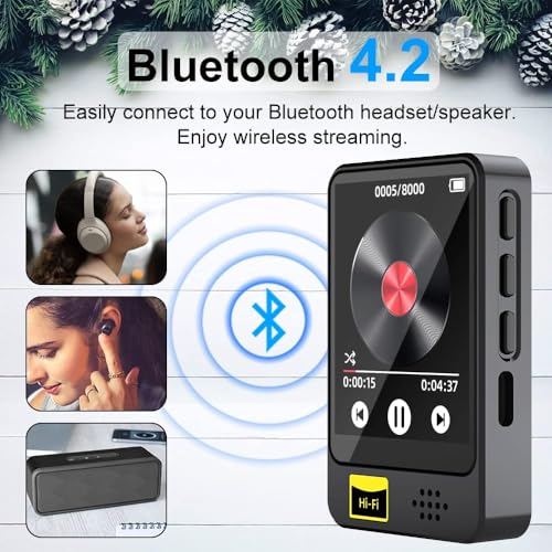 Image of Cason 32GB Mini MP3 Music Player with Bluetooth,Touch Screen, Video Playback - Pocket-Sized MP3 Player for Voice Recording,Fm Radio & Music on The Go-Expanded Up to 128GB (Black)