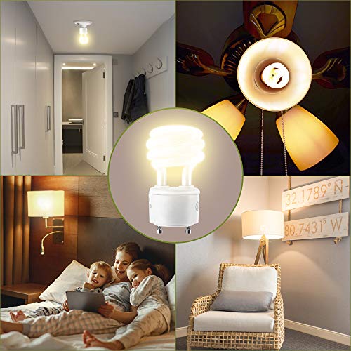 Jackyled Ul-Listed 13W Gu24 Cfl 2700K T2 Spiral Gu24 Base 2-Prong Warm White Gu24 Fluorescent Light Bulbs Indoor Use (4-Pack) #TOP6