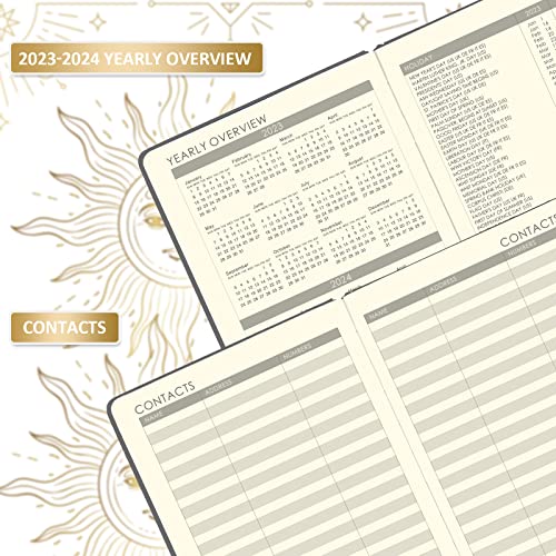2023-2024 Planner - Jul.2023 - Jun.2024, 2023-2024 Planner, Academic Planner 2023-2024, 2023-2024 Planner Weekly & Monthly With Tabs, 5.75" X 8.25", Soft Faux Leather With Pen Loop, Back Pocket - Mystic Grey #TOP4