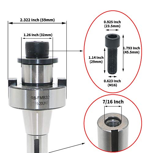 Image of 4 Inch Face Milling Cutter Holder KM12 100MM CNC end Milling Cutter + R8-FMB32 Shank Face Shell Mill Arbor + 5pcs SEHT1204 Carbide Inserts + 8mm Hexagon Wrench + T20 Wrench CNC Machine Tools