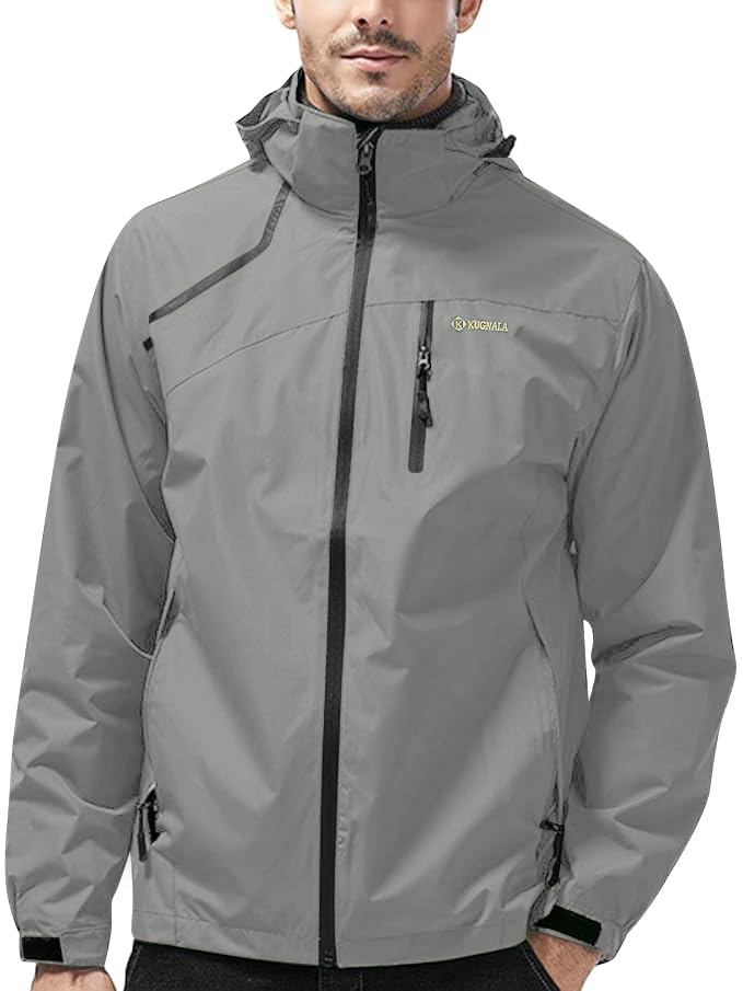 Image of Mens Lightweight Waterproof Jacket Windproof Rain Hooded jackets for Running Hiking Cycling Travel M-7XL