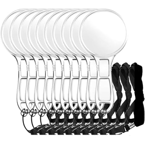 Homgaty 10 Pcs Magnifying Glass for Kids, 10X 5X Mini Handheld Magnifier, Small Magnify Glasses Lens with 10 Lanyard for School Students Outdoor Explorer, Science Observation and Seniors Reading Cover