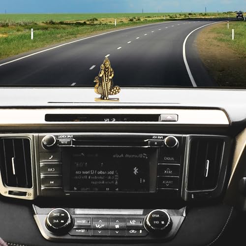 Image of anciently Murugan Statue for Car Dashboard | Kartikeya Idol for Car Dashboard, Metal, 1 Piece (Brass Colour), Murugar Statue For Car