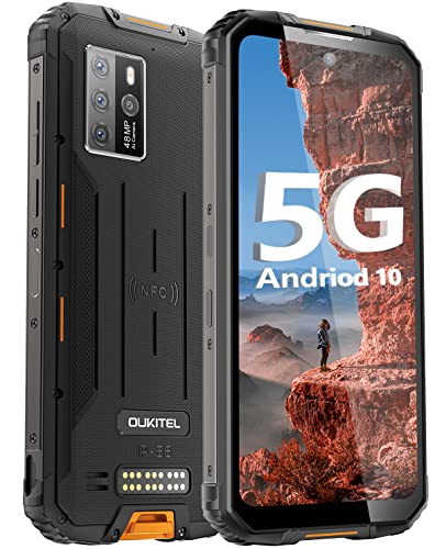 Rugged Phone,OUKITEL WP10 5G Unlocked Smartphones,6.67''FHD+8000MAH Battery 18W Fast Charge,8GB+128GB Android 10,Sony 48MP Quda Camera,Fingerprint/Face ID/NFC, Waterproof Phone Global Version Orange