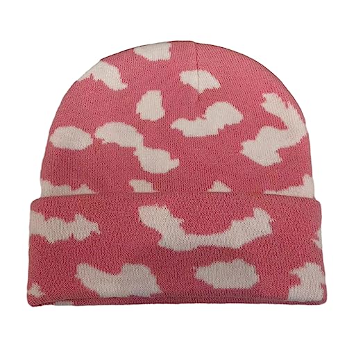 Knitted for Students Adult Windproof Foldable Winter Hat Handmade Keep Warm Cycling Hat Pink