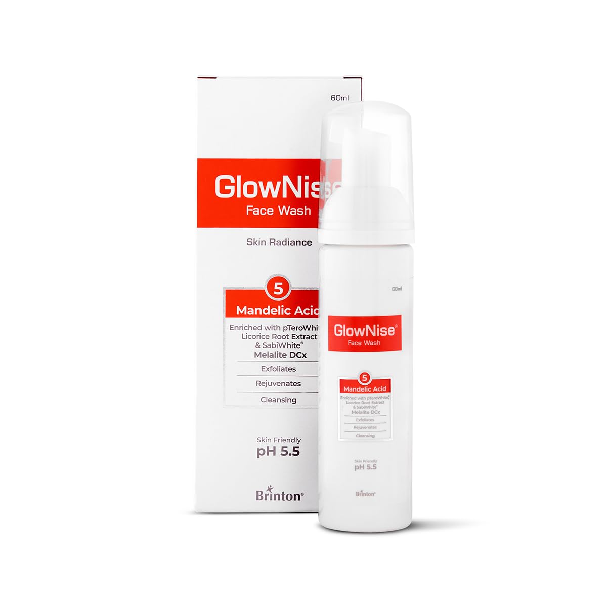 GlowNise Deep Cleansing Skin Whitening Foam, No Parabens, Sulphate Free Face Wash, White, 60 ml