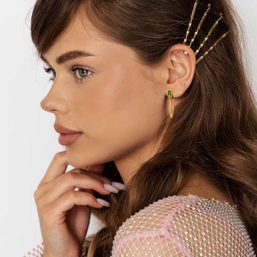 14K Gold Plated Chain Dangle Earrings，925 Sterling Silver Stud Earrings for woman2