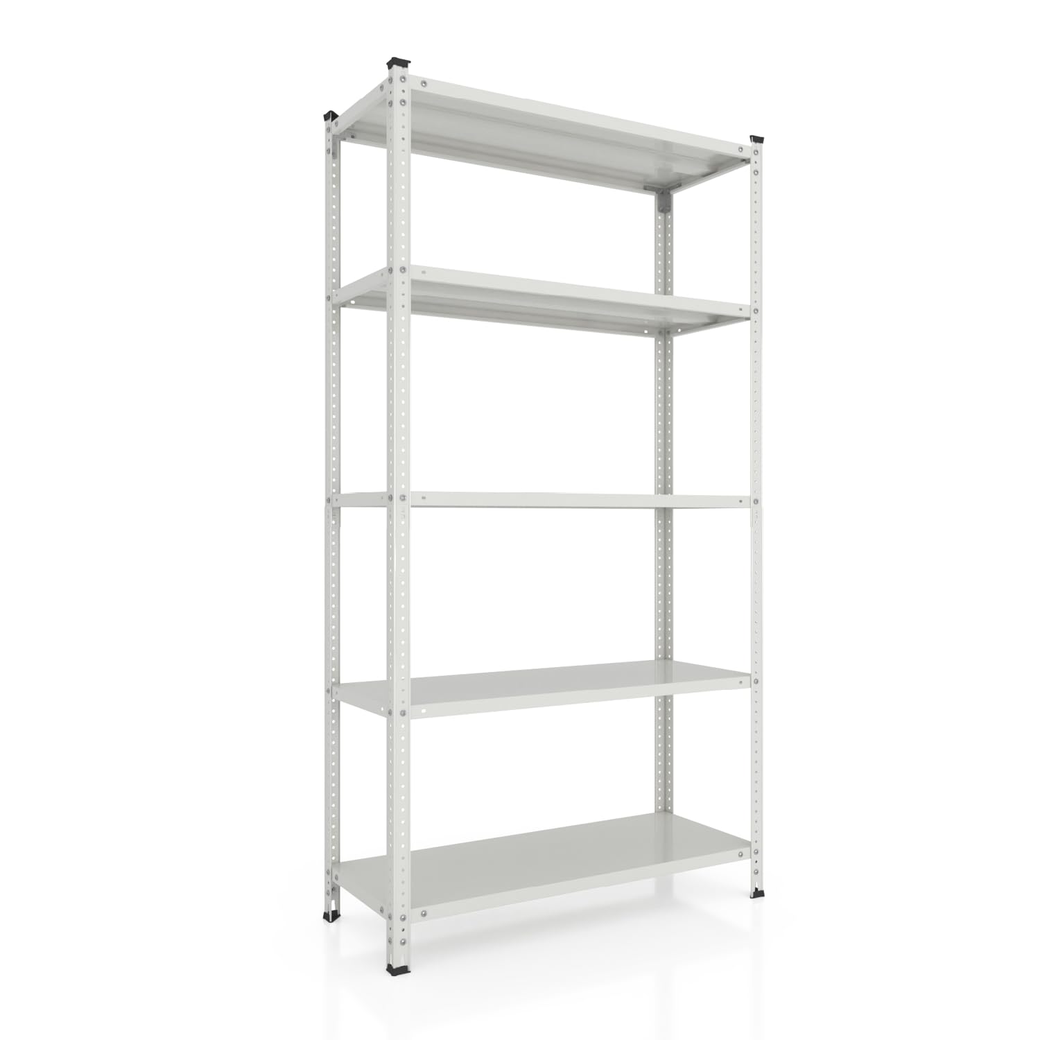 Metallregal 180x100x60 cm, 5 Böden, 250 kg, Weiß, Vorratsregal | Platzsparend für Speisekammer, Abstellraum und Keller, variable Ablagen zur übersichtlichen Lagerung von Vorräten und Kisten.
