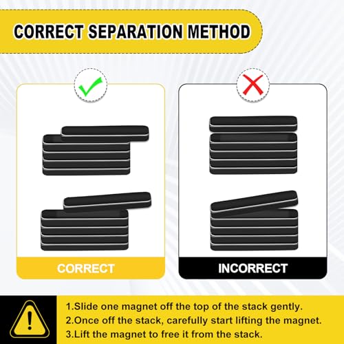 Image of MIKEDE 9 Pcs Magnets, Waterproof Strong Neodymium Bar Magnets with Epoxy Coating and Adhesive, Rare Earth Magnet, Strong Magnet Heavy Duty for Tool Room, Kitchen, Whiteboard - 2.36 x 0.39 x 0.20 in