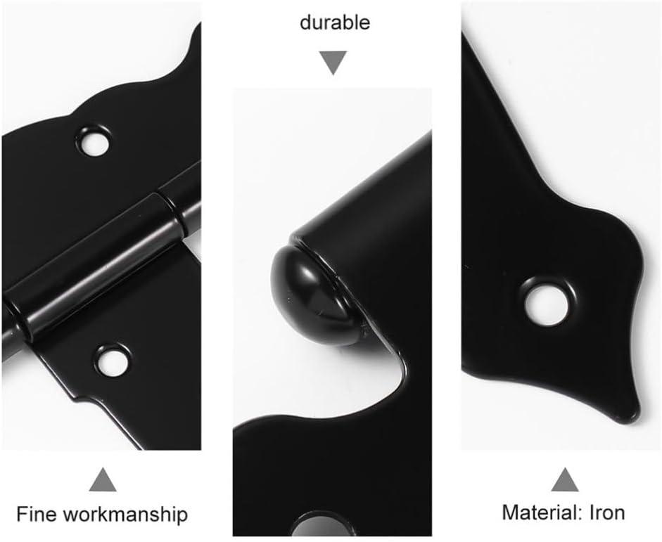 Mikikit 4pcs Strap Heavy Duty Wooden Door Hinges Coated t Hinge for Gates and Sheds Easy to Install Smooth for Barn Doors