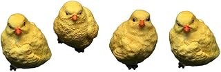 4 Pack Outdoor Garden Decoration Little Yellow Chicks Chicken Statues Lawn Ornament,Chicken Statue,Resin Chicken Garden Ornament,Outdoor Chicken Decor,Fairy Garden Outdoor Gifts Yard Decor
