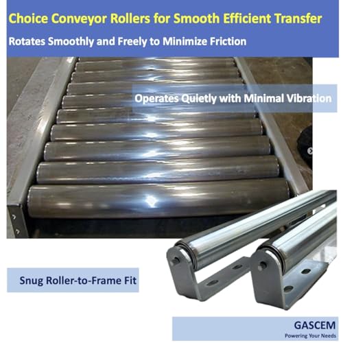 Long Roller with Bracket Set | 16\" Length, 1.5\" Diameter Conveyor Rollers | Galvanized Steel | Versatile Support for Roller Stands, Woodworking, and Roller Conveyors | Pack of 2