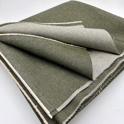 Olive Green Denim Fabric,100% Cotton,11 oz,Non-Stretch,Unwashed,74.8 Inch Wide for Jeans,Jackets,Bags,Upholstery DIY (2 Yard pre Cut)