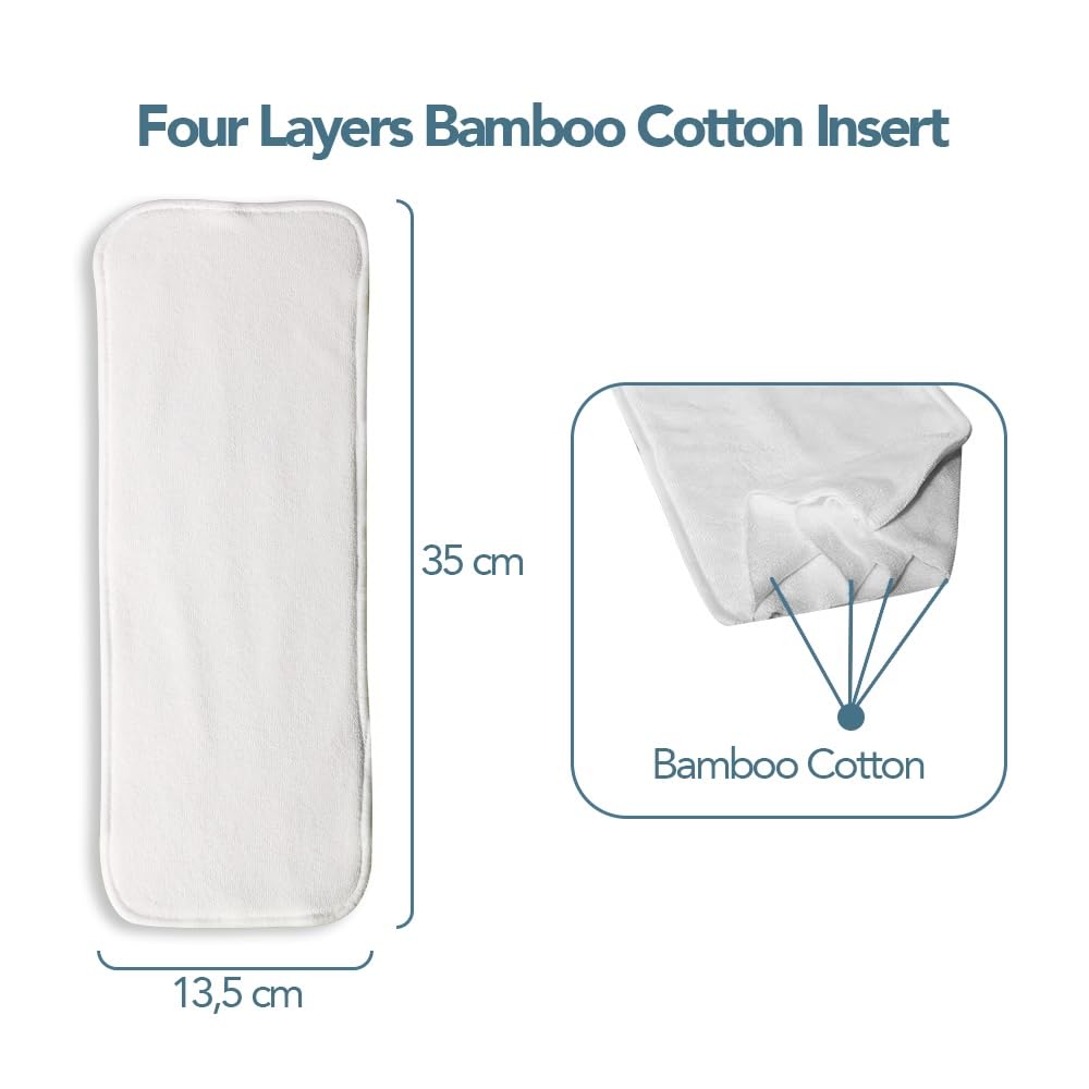 Lot de 5 inserts en coton écologique pour couches de bébé ultra absorbantes réutilisables 4 couches