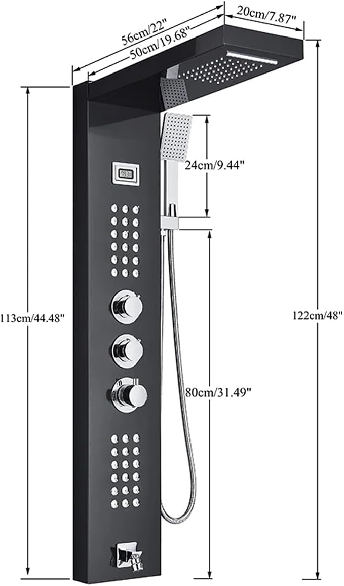 Columna de ducha termostática con panel digital de temperatura, grifería para bañera y ducha, fabricada en acero inoxidable miniatura 2