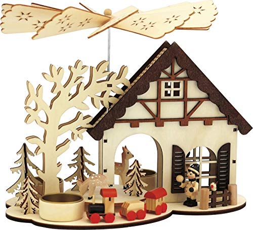 HGD - Pirámide para Tres Velas de té, Madera, marrón/Blanco, 27,5 x 16,5 x 23 cm