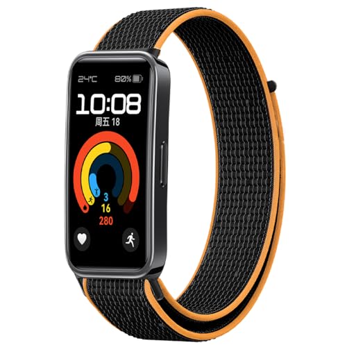 [ULIGADUO] �����p�o���h �݊���For HUAWEI Band 9�ɑΉ� �i�C�������x���N���X�g���b�v HUAWEI Band 9�o���h �����p �}���`�J���[ (�u���b�N�{�I�����W)