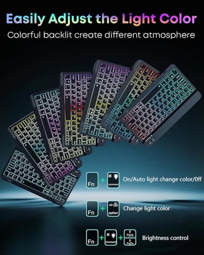 Image of for Microsoft Surface Pro 11 /10 /9 13 inch 2024 /2022 Case with Keyboard - Rainbow Backlit Keyboard Case - Built in Pencil Holder with Mouse - Black