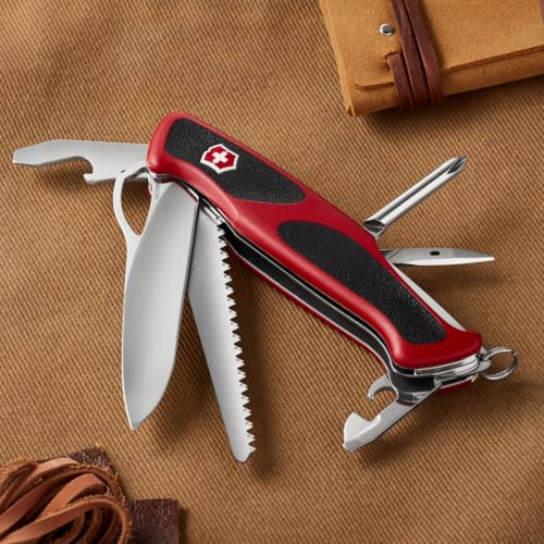 Image of Victorinox Swiss Army Knife, Ranger 78 M Grip, Large (130 mm), Red Scale, 0.9663.MC | Outdoor Multitool Pocket Knife