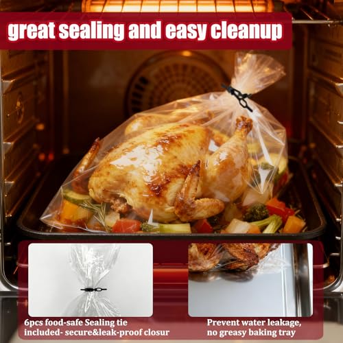 Turkey Oven Bags,Large Size 17’’ x 22’’, Oven Bags for Roasting, Turkey Bags Roasting Chicken, Meat & Fish Multi Purpose Cooking Bags, 12 Counts