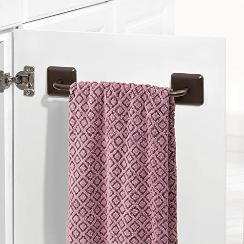 Mdesign Stainless Adhesive Towel Holder - Space Saving Rack/Bar For Bathroom Wall, Door, Or Cabinet - Holds Washcloths, Hand And Face Towels - Unity Collection - 2 Pack - Bronze #TOP2
