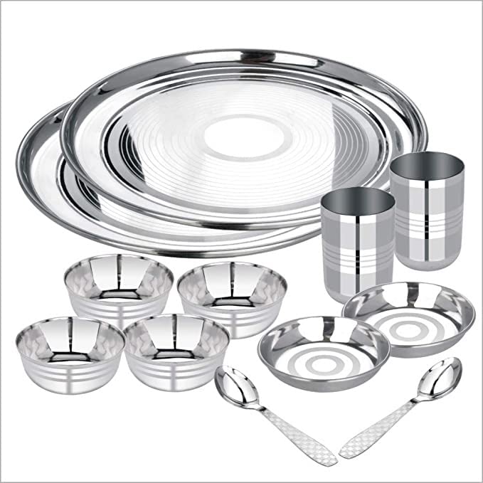 Abode Prime Stainless Steel Dinnerware Set, 12 Pieces, Silver Touch