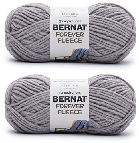 Image of Bernat Forever Fleece Lunar Gray Yarn - 2 Pack of 280g /9.9oz - Polyester - 6 Super Bulky - 194 Yards - Knitting /Crochet