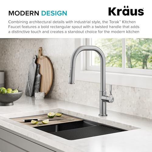 KRAUS Torak Pull Down Kitchen Faucet in Spot-Free Stainless Steel with 2 Function Sprayer, Pre-Attached Water Lines, and Mounting Hardware, KPF-2841SFS - image 2