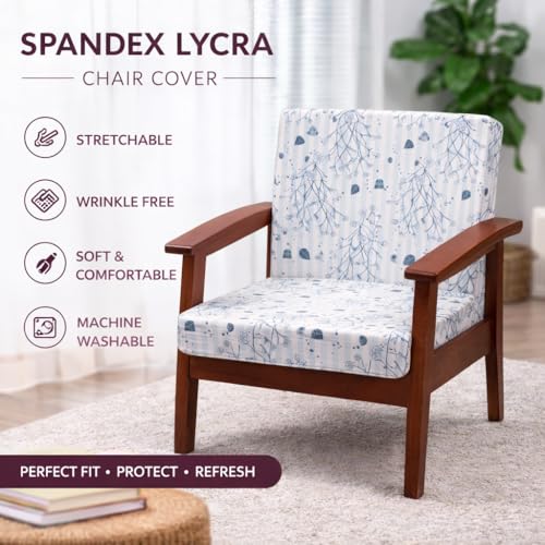 Image of STITCHNEST 'Contour Fit Series' Stretchable Printed Wooden Sofa Cover (Pack of 10) - Elastic Wooden Chair Cover | Wooden Sofa Seat Cover | Size - 20-21 x 20-21 x 3-5 in