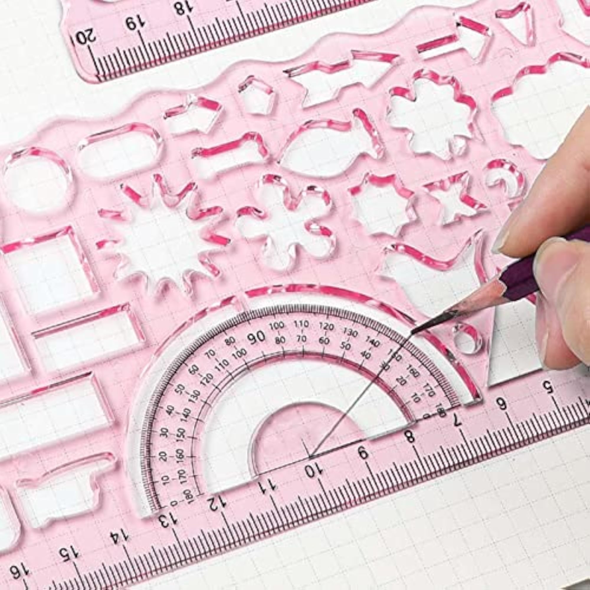 Multifunctional Drawing Template Geometric Ruler