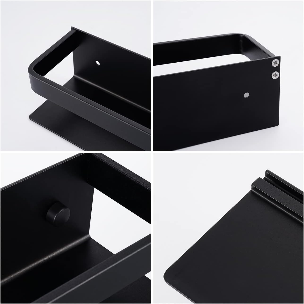 KES Spice Rack Organizer Kitchen Spice Rack Seasoning Organizer 16 Inch Aluminum Spice Holder Wall Mount Anodized Black 2 Pack, KSR401S40-BK-P2