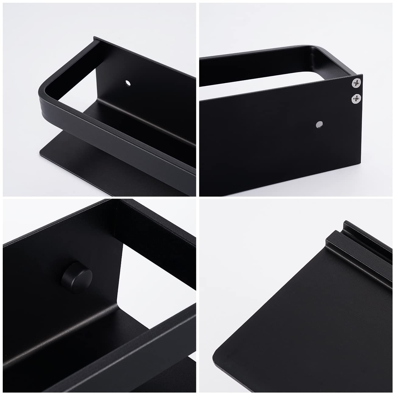 KES Especiero Negro Soporte para Especias Soporte de Especia de Aluminio 40 CM Estante Flotante de Cocina Paquete 2 Estantes Soportes de Pared, KSR401S40-BK-P2