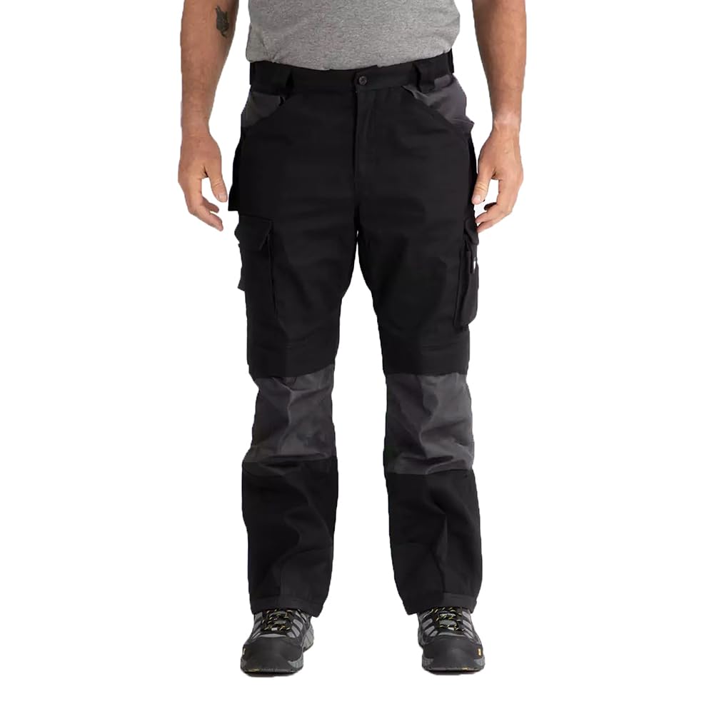 Caterpillar Trademark Work Pants for Men Built from Tough Canvas Fabric with Cargo Space and Ease of Movement, Classic Fit, Black/Graphite, 34W x 32L