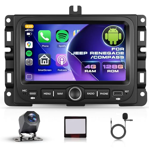 4G+ 128G for Jeep Renegade 2016-2021 Radio for Jeep Compass 2017-2020, 7 Inch Double Din Car Stereo...