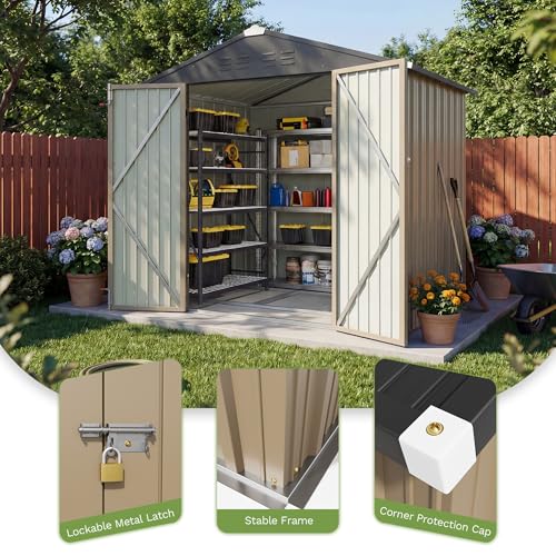 Image of Patiowell 6x4 FT Outdoor Storage Shed with Floor Frame, Metal Garden Sheds