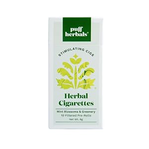 Puff Herbals Stimulating Herbal Cigarettes Tobacco-Free Nicotine-Free Smoking Alternative Supports Energy Focus and Clarity with Peppermint Sage and