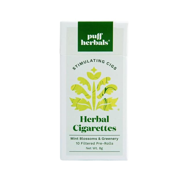 Puff Herbals Stimulating Herbal Cigarettes Tobacco-Free Nicotine-Free Smoking Alternative Supports Energy Focus and Clarity with Peppermint Sage and