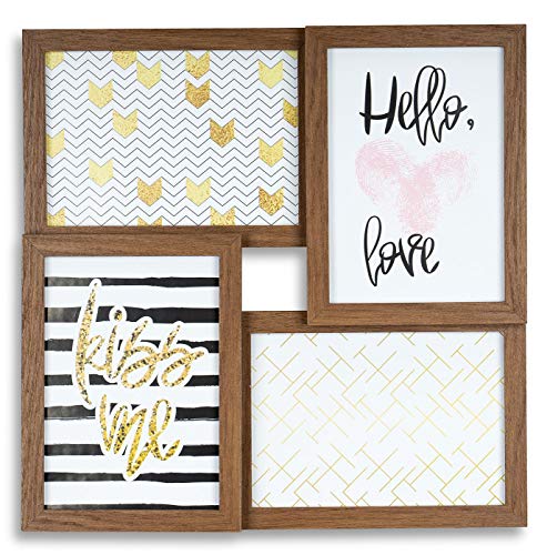 levandeo Holz Bilderrahmen B x H: 33x33cm Farbe: Nussbaum Braun 4 Fotos...