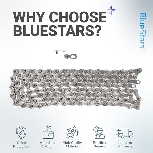 BlueStars 12 Speed Bike Chain 1/2 x 11/128 Inch (126 Links) with Quick Link - Anti-Rust Bicycle Chain - for MTB/Road/Gravel/Cyclocross Bikes - Compatible with Shimano SRAM Campagnolo