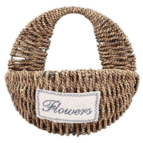 Ensemble de Paniers de Fleurs, Panier de Fleurs en Osier et Rotin avec Poignée, Panier en Rotin Demi-lune, Panier de Jardinière pour Maison Rustique, Ferme, Pots en Pot,