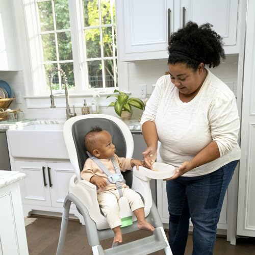 ingenuity full course smartclean 6-in-1 high chair  smartclean eva foam 5 point safety harness 2 dishwasher safe trays  slate