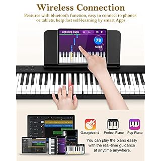 Vangoa Clavier de Piano 88 touches Pliant Clavier Électronique Bluetooth Piano avec Touches Lumineuses Semi-lourdes… - Les Beatles, Paul McCartney, John Lennon, RIngo Starr, George Harrison Vangoa Clavier de Piano 88 touches Pliant Clavier Électronique Bluetooth Piano avec Touches Lumineuses Semi-lourdes… – Image 3