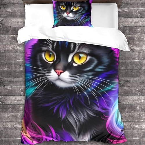 Housse de couette anti-allergie parure de lit microfibre résistante double 3D - 4