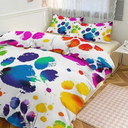 Housse de couette pour grand lit douce parure multicolore pour les amoureux des chiens - 2