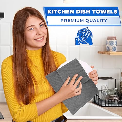 Towelogy Kitchen Tea Towels Set Of 3 Cotton, 40 x 60 cm Super Soft & Quick Drying Dish Cloths - Image 3