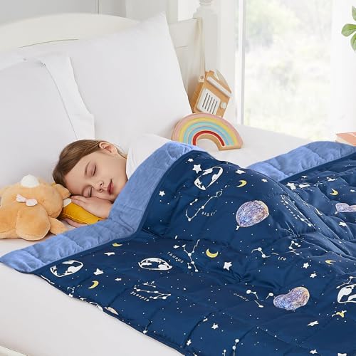 HOSUKKO Weighted Blanket - 2 lbs Cooling Navy Starry Sky Heavy...