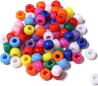 1000個以上のポニービーズ、ヘアブレイド用マルチカラーブレスレットビーズ、クラフト用プラスチックビーズ(中パック、クラシック)