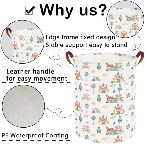 Image of Princess Castle Laundry Basket,Waterproof folding basket with handle,Clothes Organizer Baskets(Carriage