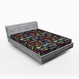 ABAKUHAUS Vistoso Sábana Elastizada, Mano Dibujado, Suave Tela Decorativa Estampada Elástico en el Borde, 135 x 190 cm, Multicolor